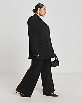 Black Premium Ponte Wide Leg Tailored Trousers