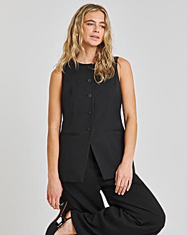 Black Longline Tailored Waistcoat