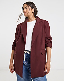 Burgundy Oversized Single Breasted Blazer
