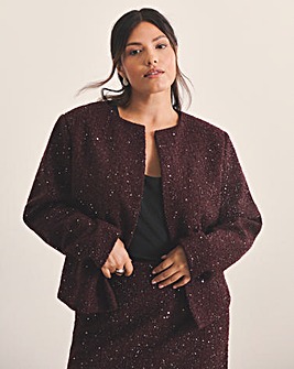 Simply Be Boucle Collarless Jacket With Wool