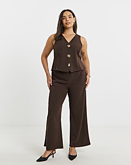 Scuba Crepe Tailored Waistcoat with Gold Button Embellishment