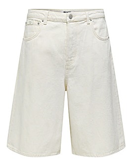 Only & Sons Carl Loose Denim Shorts - Cream