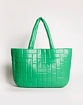 Green Oversized Quilted Tote Bag