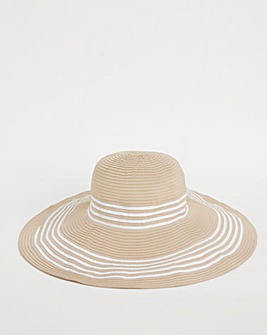 Natural Wide Brim Stripe Detail Hat