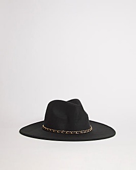 Chain Detail Black Fedora Hat