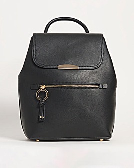 Zip Detail Faux Leather Backpack