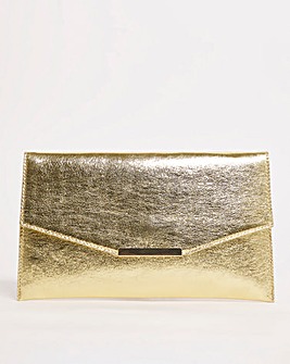 Gold Envelope Clutch With Chain Strap