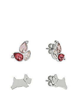 Radley Silver Plated Dog and Colourful Petal Twin Pack Earring Set