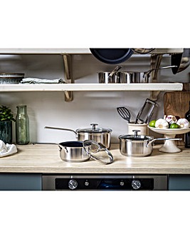 KitchenAid Stainless Steel Ceramic Non-Stick 16cm, 18cm & 20cm Saucepan Set