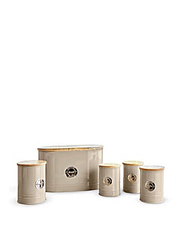Tower 5 Piece Canister and Bread Bin Storage Set
