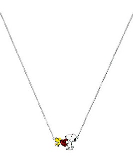 Snoppy & Woodstock Heart Charm Necklace