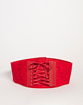 Red Lace Detail Corset Belt
