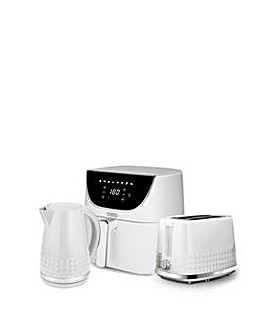 Tower Solitaire White Kettle, 2 Slice Toaster and 6L Air Fryer Bundle