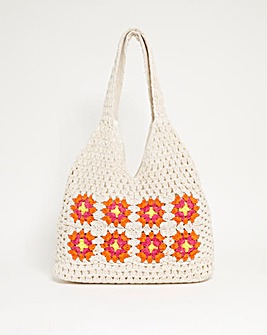 Ivory Crochet Knitted Bag