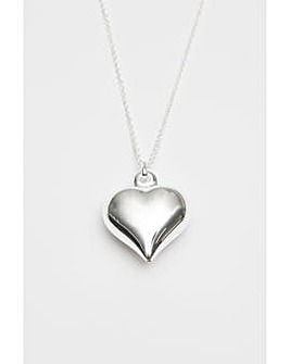 Simply Silver Recycled Sterling Silver 925 Polished Puff Heart Necklace