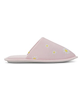 Daisy Print Mule Slippers Wide E Fit