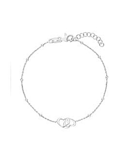 Simply Silver Sterling Silver 925 Interlink Heart Bracelet