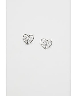 Simply Silver Sterling Silver 925 Tree of Love Heart Stud Earrings