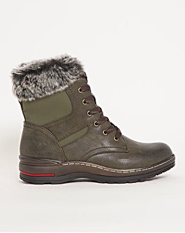 Heavenly Feet Lace Boot with Fur Trim Wide E Fit