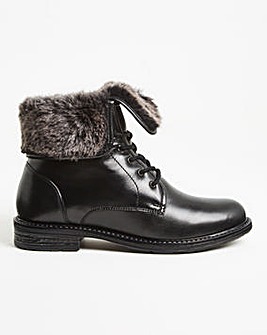 Lace Boot with Warm Collar Wide E Fit