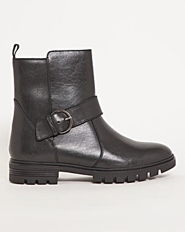 Water Resistant Double Strap Biker Boot Wide E Fit