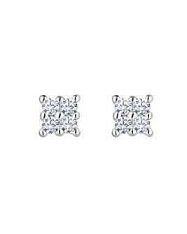 Inicio Silver Plated Recycled Cubic Zirconia Stone Mini Earrings - Gift Pouch