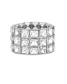 Mood Silver Crystal Diamond Disco Statement Stretch Bracelet