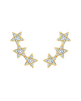 Inicio 14K Gold Plated Recycled Cubic Zirconia Star Ear Climber - Gift Pouch