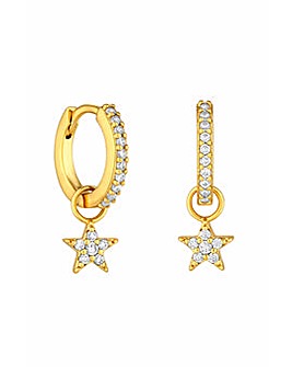 Inicio 14K Gold Plated Recycled Cubic Zirconia Star Huggie Earrings - Gift Pouch