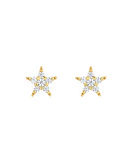 Inicio 14K Gold Plated Recycled Cubic Zirconia Star Stud Earrings - Gift Pouch