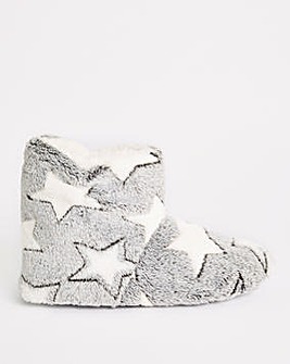 Bootee Star Print Slipper Extra Wide EEE Fit