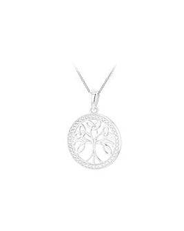 Sterling Silver Tree of Love CZ Necklace