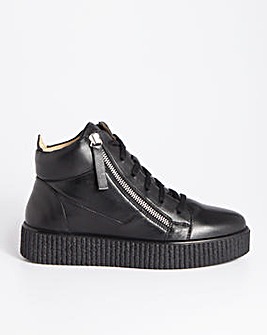 Leather Side Zip Hi Top Trainer Wide E Fit