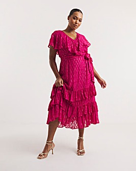 Joanna Hope Pink Metallic Dobby Maxi Dress