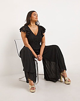 Joanna Hope Lace Pleated Jumpsuit