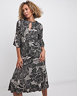 Joanna Hope Luxe Mono Floral Jersey Midi Dress