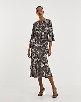 Joanna Hope Luxe Mono Floral Jersey Midi Dress