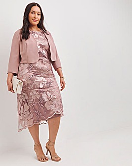 Joanna Hope Blush Sequin Dress and Jacket