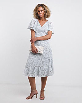 Joanna Hope Silver Lace Midi Dress