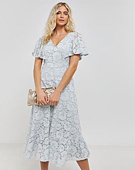 Joanna Hope Silver Lace Midi Dress