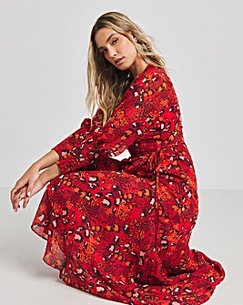 Joanna Hope Printed Wrap Midi Dress