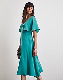 Joanna Hope Green Angel Sleeve Midi Dress