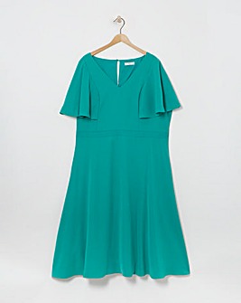 Joanna Hope Green Angel Sleeve Midi Dress