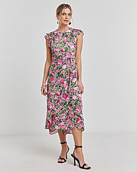 Joanna Hope Ruffle Shoulder Dress