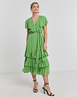 Joanna Hope Green Metallic Dobby Maxi Dress