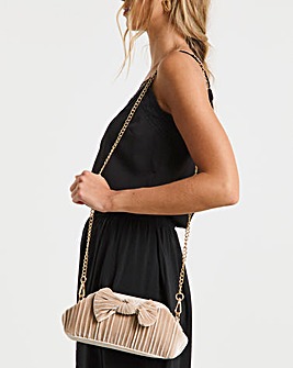 Velvet Bow Pleated Clutch Bag