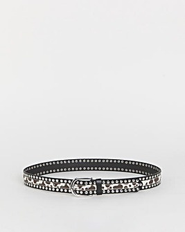 Faux Cow Ponyhair Studded Jeans Belt