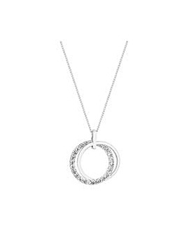 Simply Silver Sterling Silver 925 White Cubic Zirconia Double Open Necklace