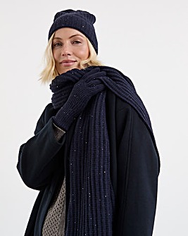 Sequin Detail Scarf, Hat & Glove Set