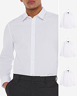 White 3 Pack Long Sleeve Formal Shirt